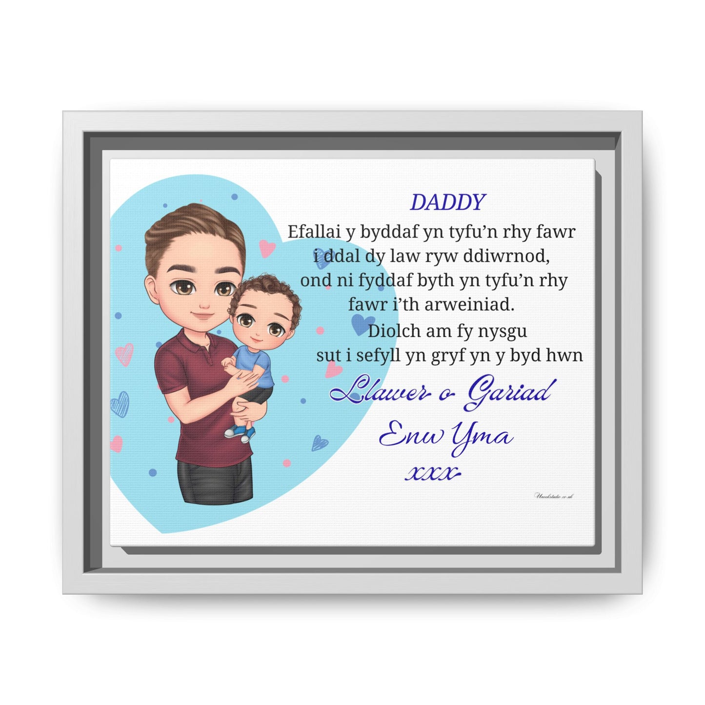 Personalised Welsh Father’s Day Canvas | Daddy Gift From Child | Custom Welsh Wall Art for Dad