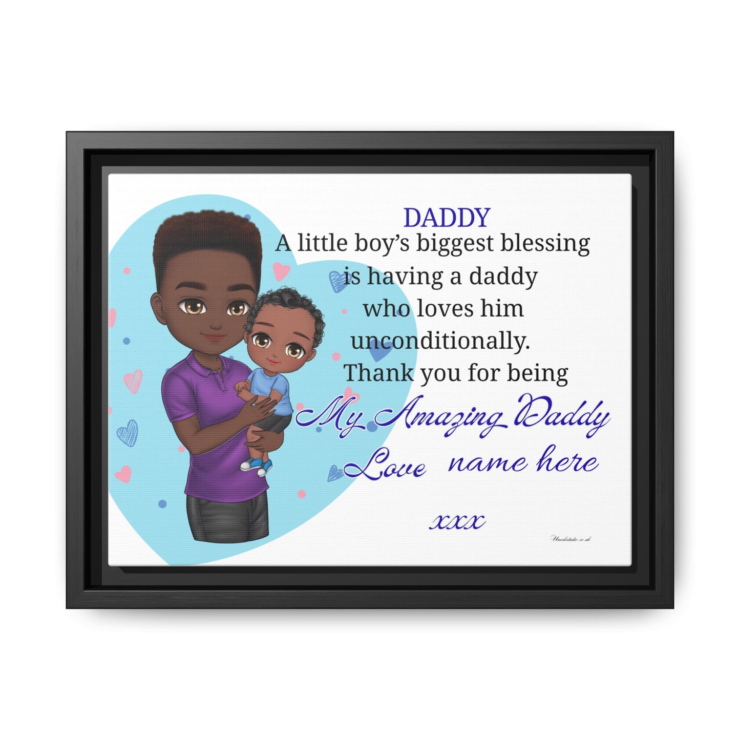 Framed Canvas Print — "Daddy: A little boy’s biggest blessing" Personalized Father’s Day Gift