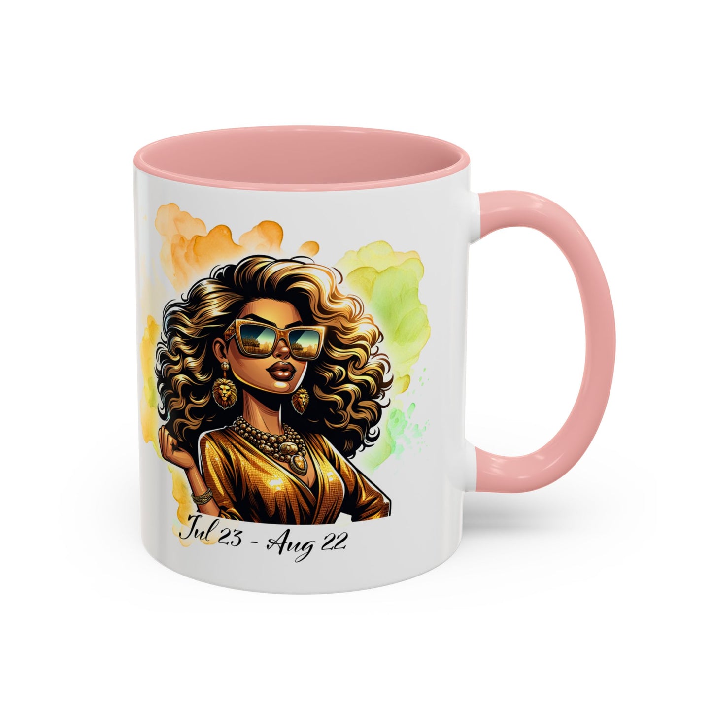 Leo Zodiac Coffee Mug — "I Am the Sun" Afro Woman Design (July 23–Aug 22)