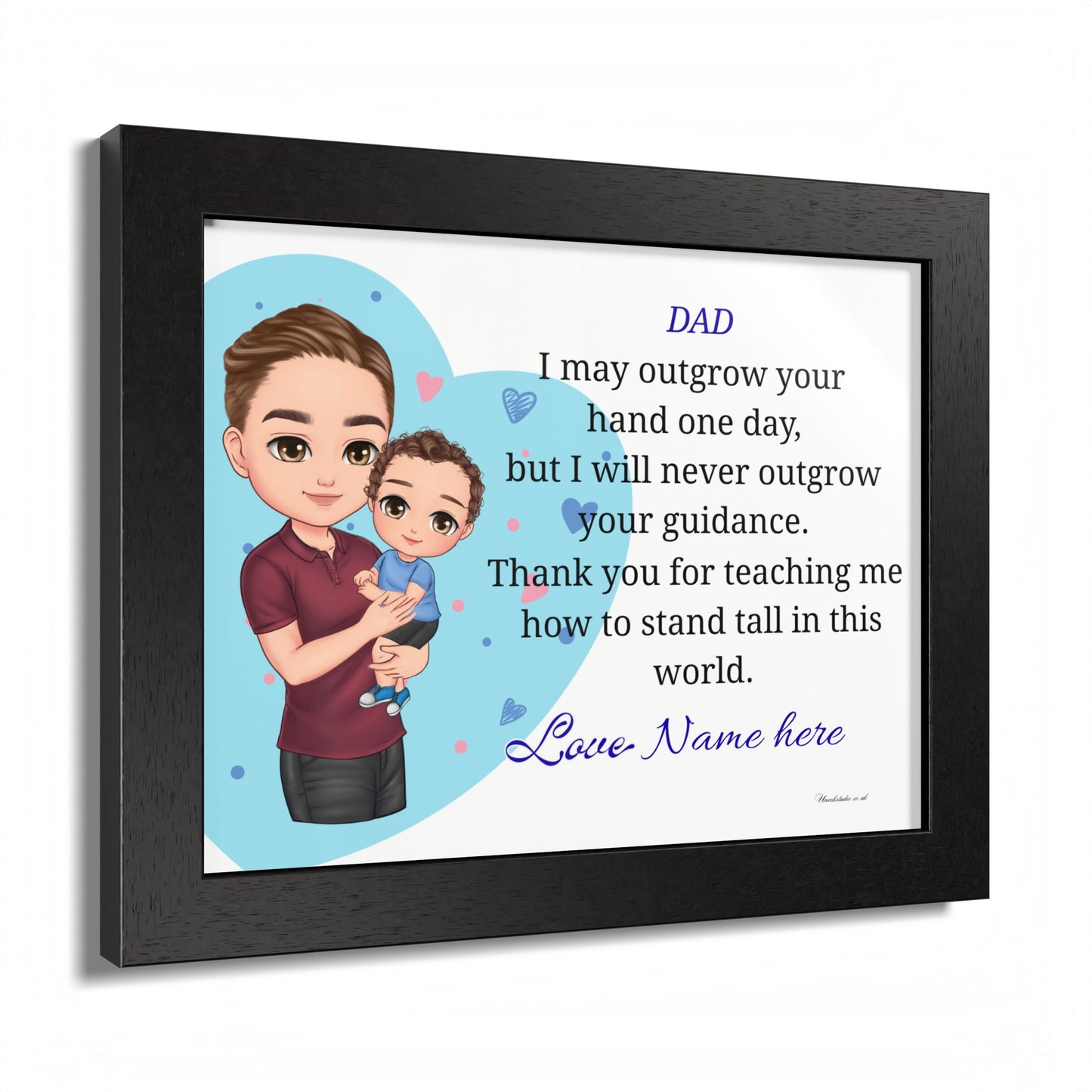 Dad Love Framed Poster — "I May Outgrow Your Hand" Personalized Wall Art