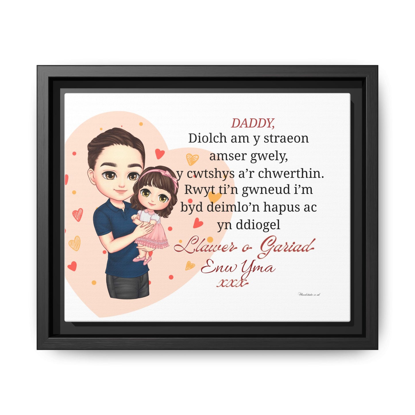 Personalised Welsh Father’s Day Canvas | Daddy Gift From Child | Custom Welsh Wall Art for Dad