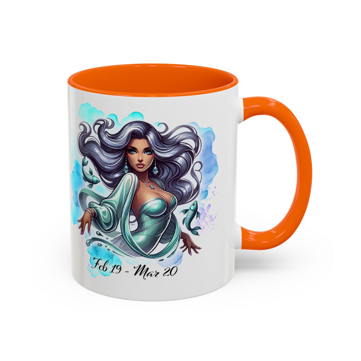 Pisces Zodiac Coffee Mug — Watercolor Mermaid Horoscope Accent Mug (Feb 19–Mar 20)