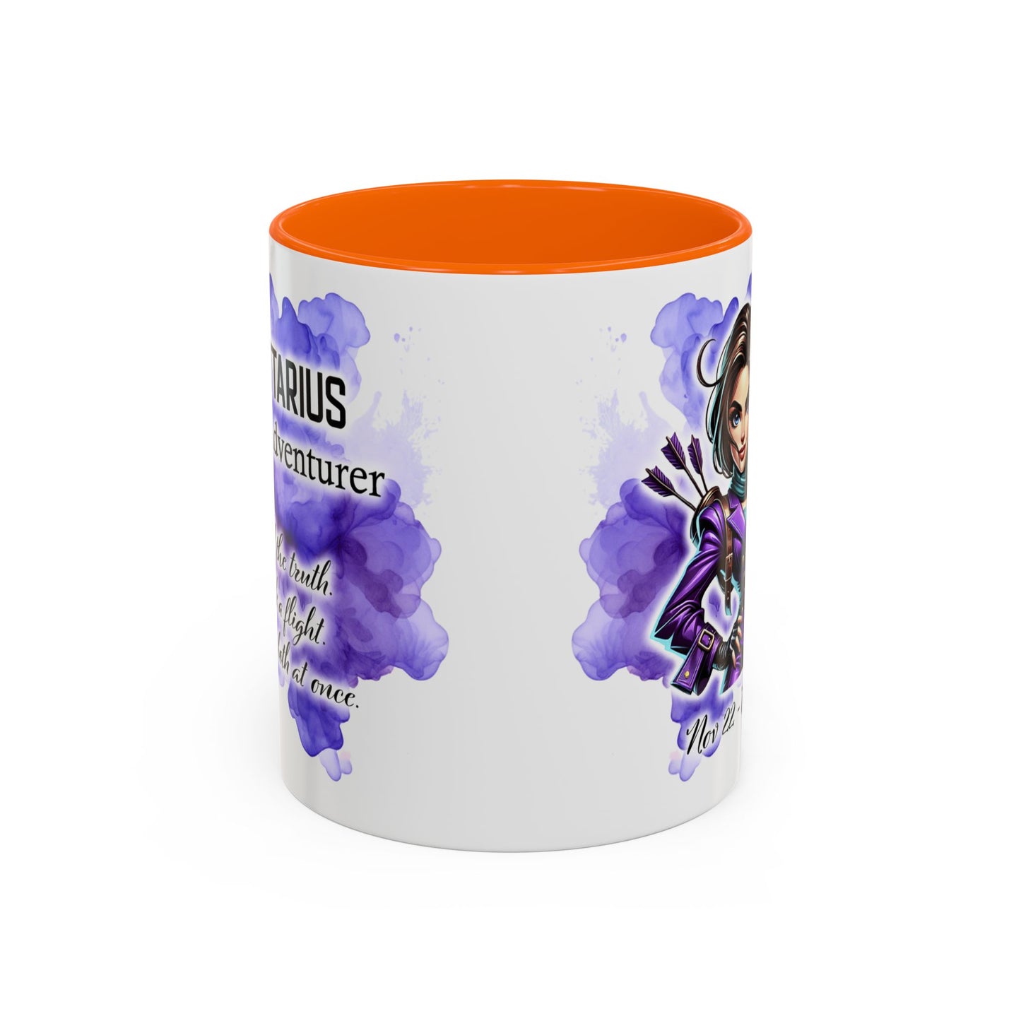 Sagittarius Zodiac Coffee Mug — Archer Girl Illustration, Nov 22–Dec 21