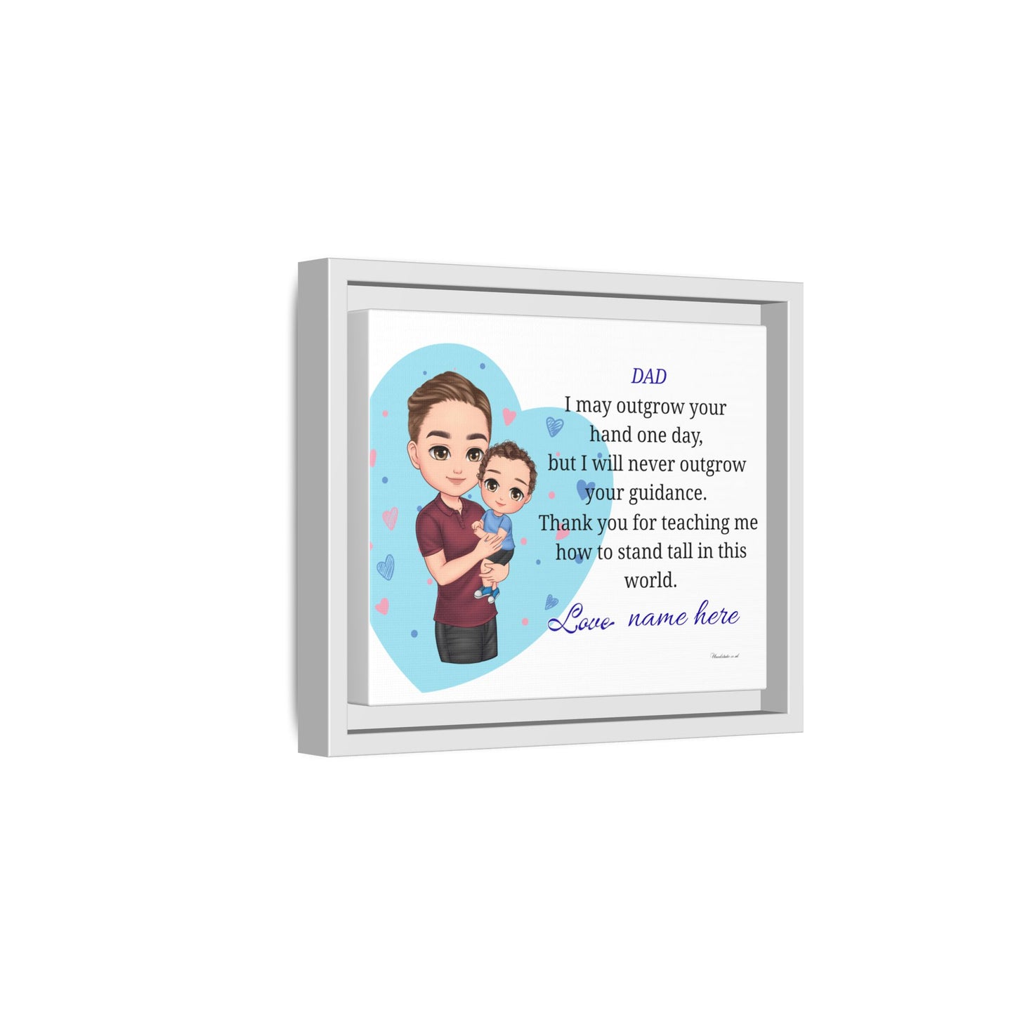 Personalized Father and Child Framed Canvas – "Dad, I May Outgrow Your Hand" Keepsake