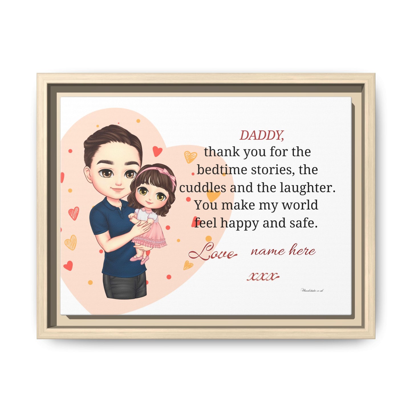 Framed Matte Canvas — "Daddy, thank you for the bedtime stories" Personalized Father’s Day Gift