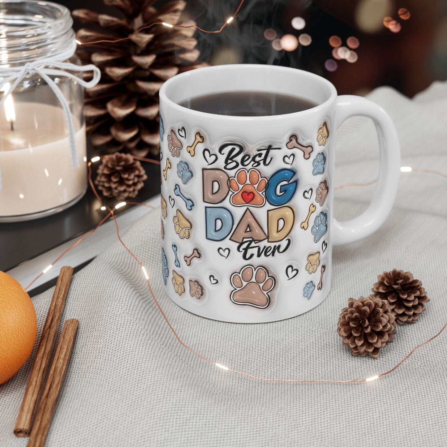 Best Dog Dad Ever Mug — Cute Paw Print Coffee Cup for Dog Lovers