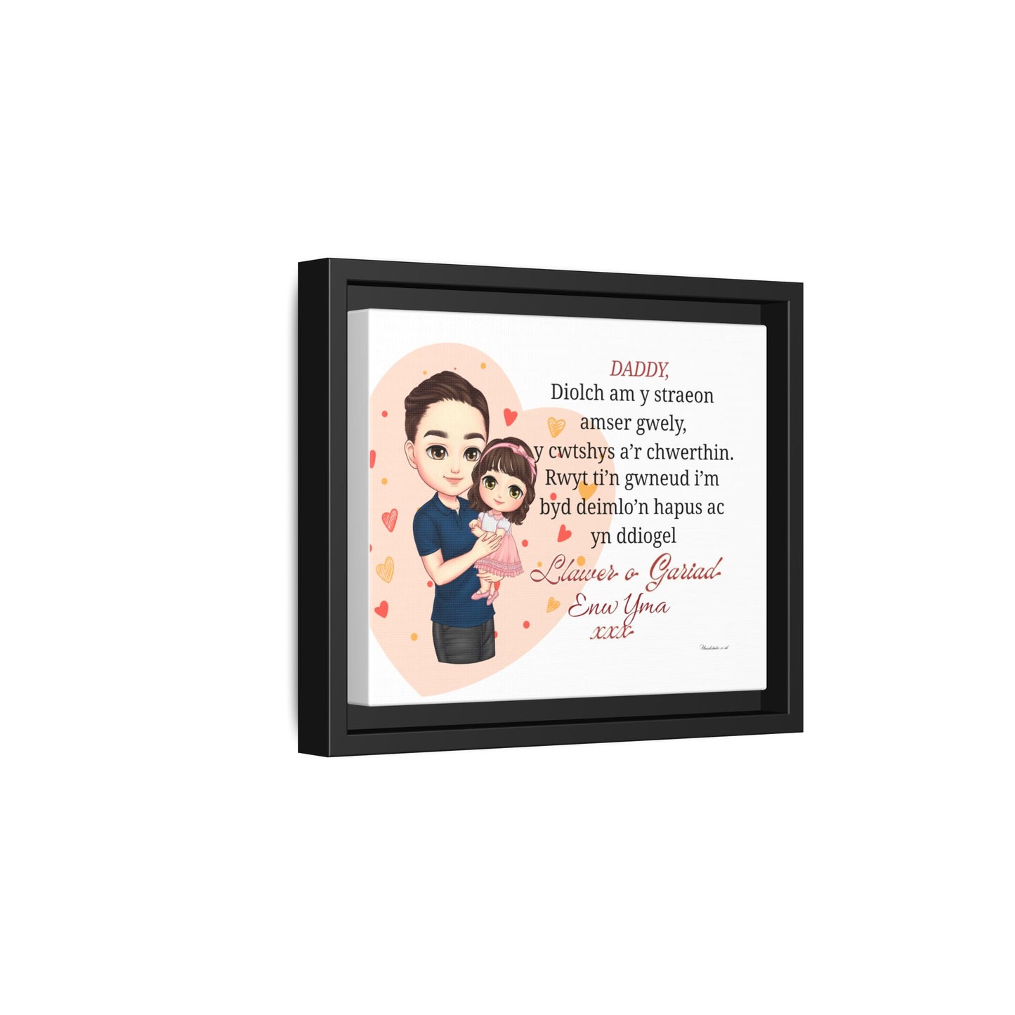 Personalised Welsh Father’s Day Canvas | Daddy Gift From Child | Custom Welsh Wall Art for Dad