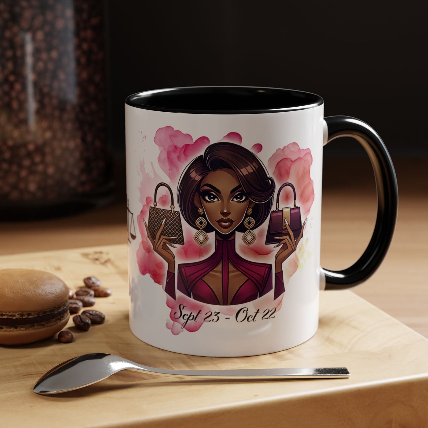 Libra Zodiac Coffee Mug — Elegant Libra Woman Design (Sept 23–Oct 22)