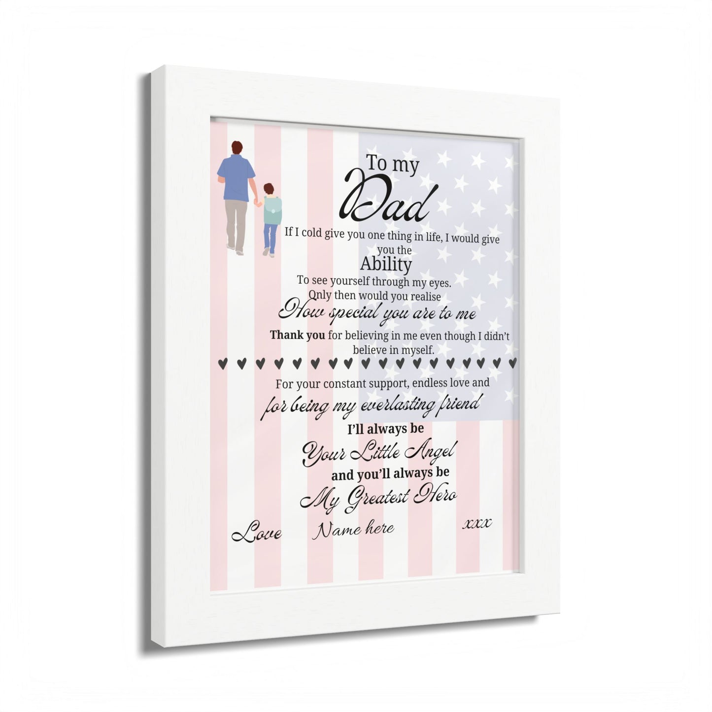 Framed Poster - "To My Dad" Heartfelt Memorial Poem (Custom Name)