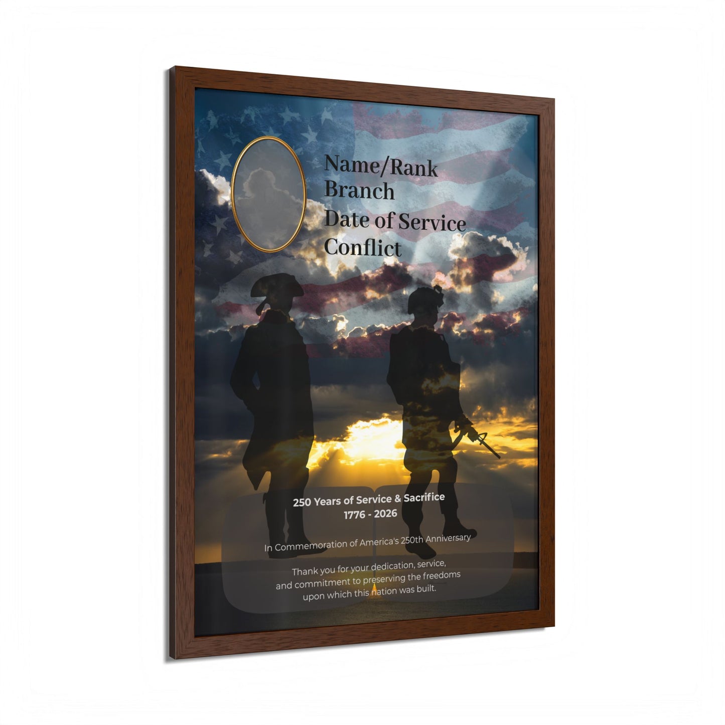 Military Commemoration Framed Poster – Custom Name/Rank Tribute