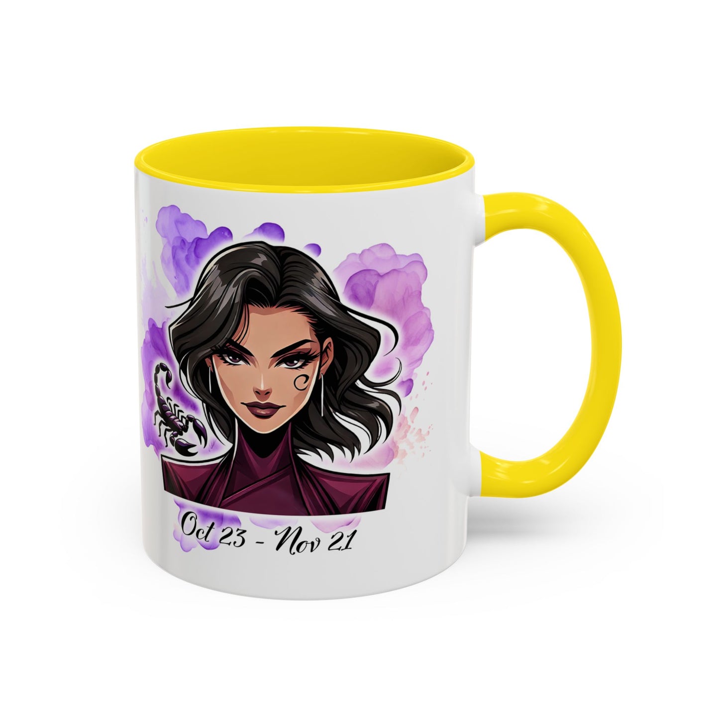 Scorpio Accent Coffee Mug — Zodiac Scorpio Girl Design (Oct 23–Nov 21)