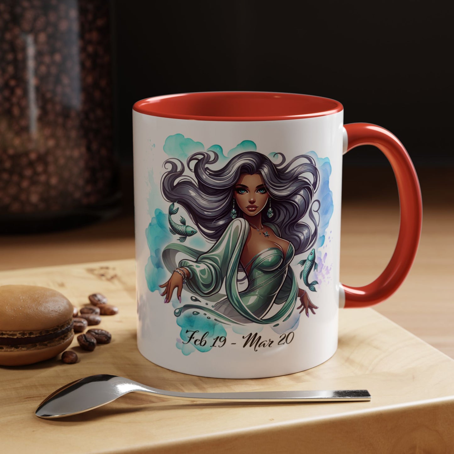 Pisces Zodiac Coffee Mug — Watercolor Mermaid Horoscope Accent Mug (Feb 19–Mar 20)