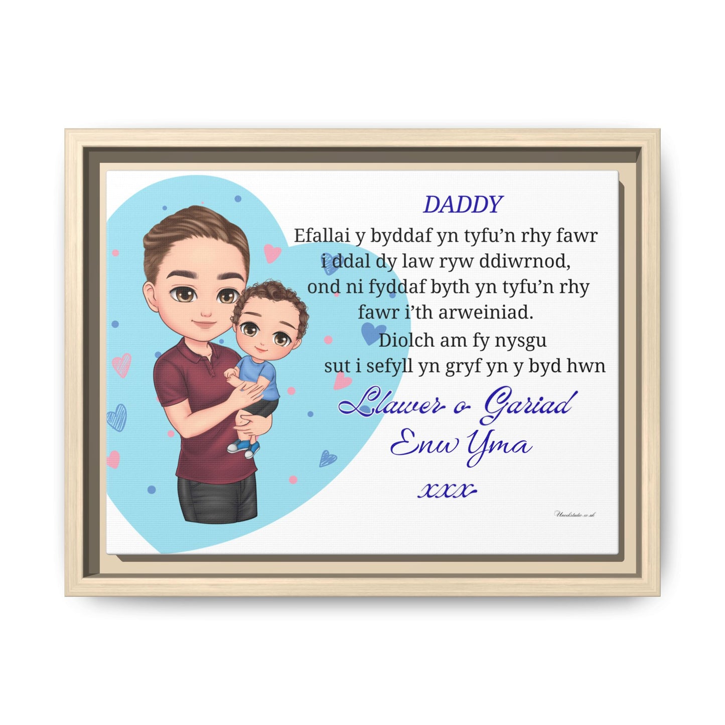 Personalised Welsh Father’s Day Canvas | Daddy Gift From Child | Custom Welsh Wall Art for Dad