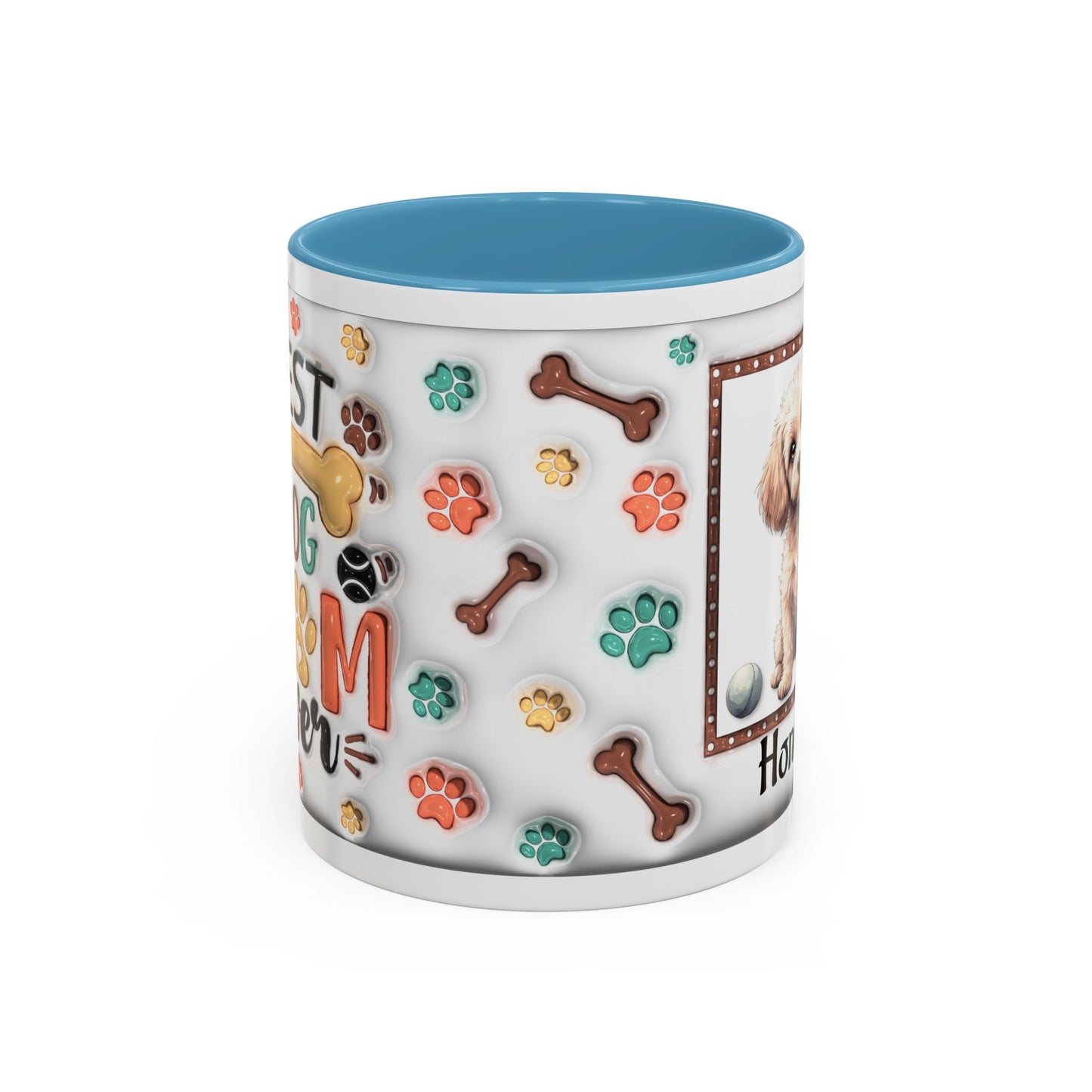 Personalized Puppy Photo Coffee Mug — Cute Paw Print Accent Mug (Custom Name)