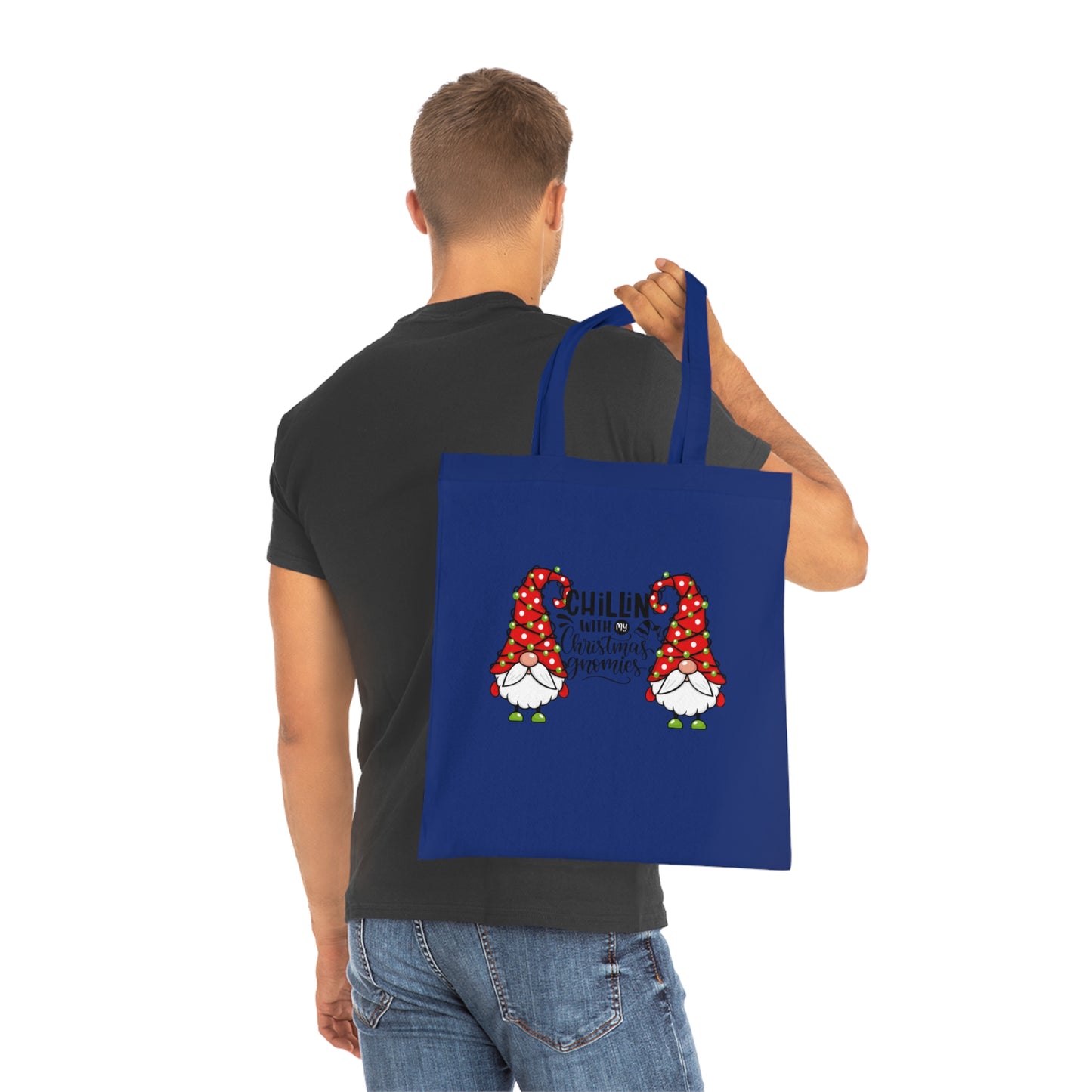 Chillin With My Gnomies Cotton Tote | Christmas Gnome Illustration
