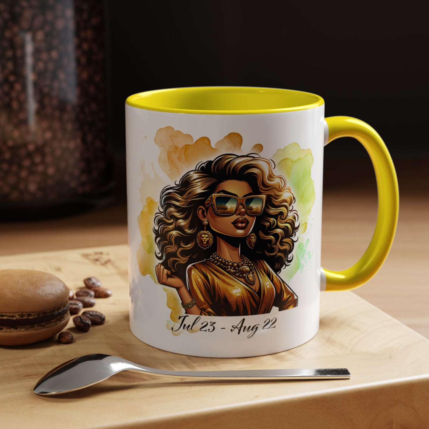 Leo Zodiac Coffee Mug — "I Am the Sun" Afro Woman Design (July 23–Aug 22)