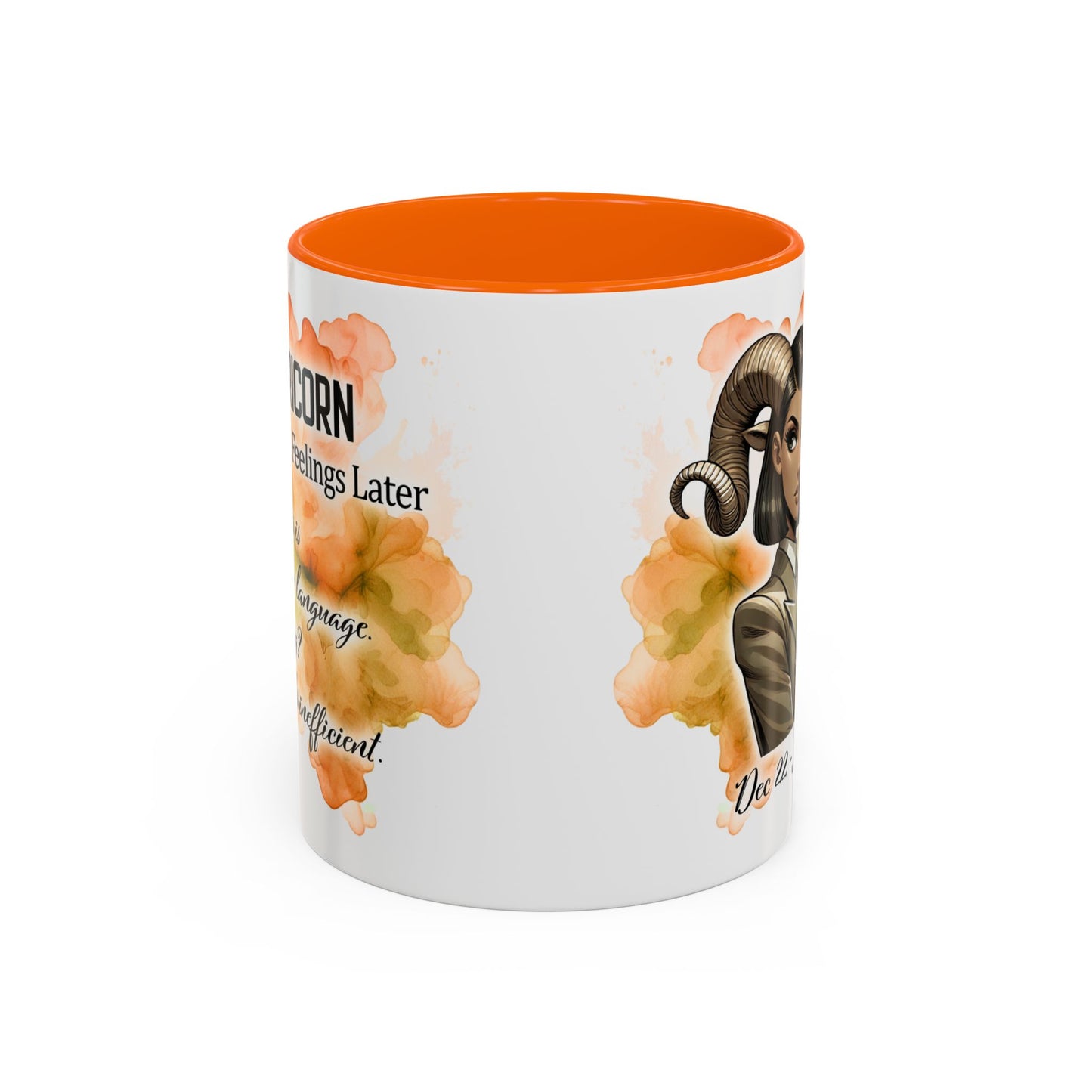 Aries Zodiac Coffee Mug — 'Dec 22 - Jan 19' Ram Girl Accent Mug