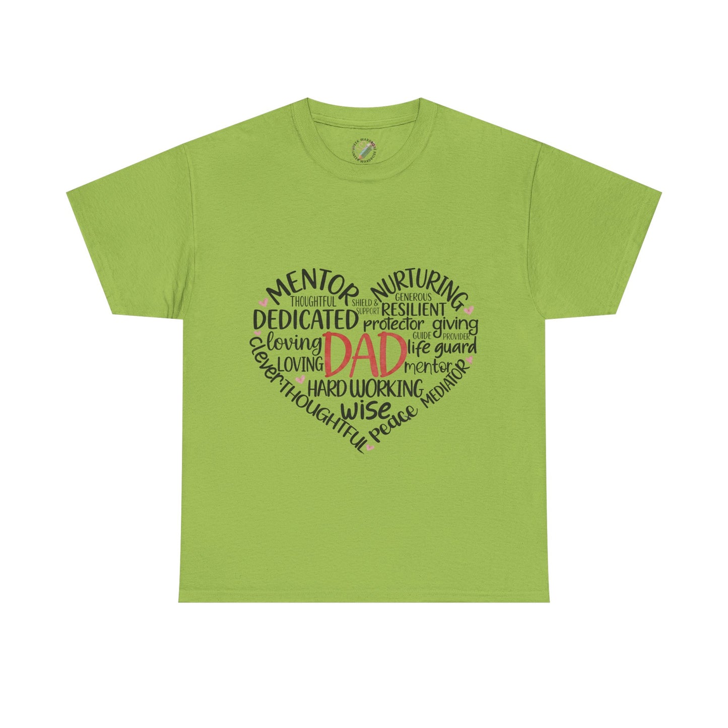 Dad Word Cloud Heart T-Shirt — Father’s Day Gift, Loving & Dedicated Dad Tee