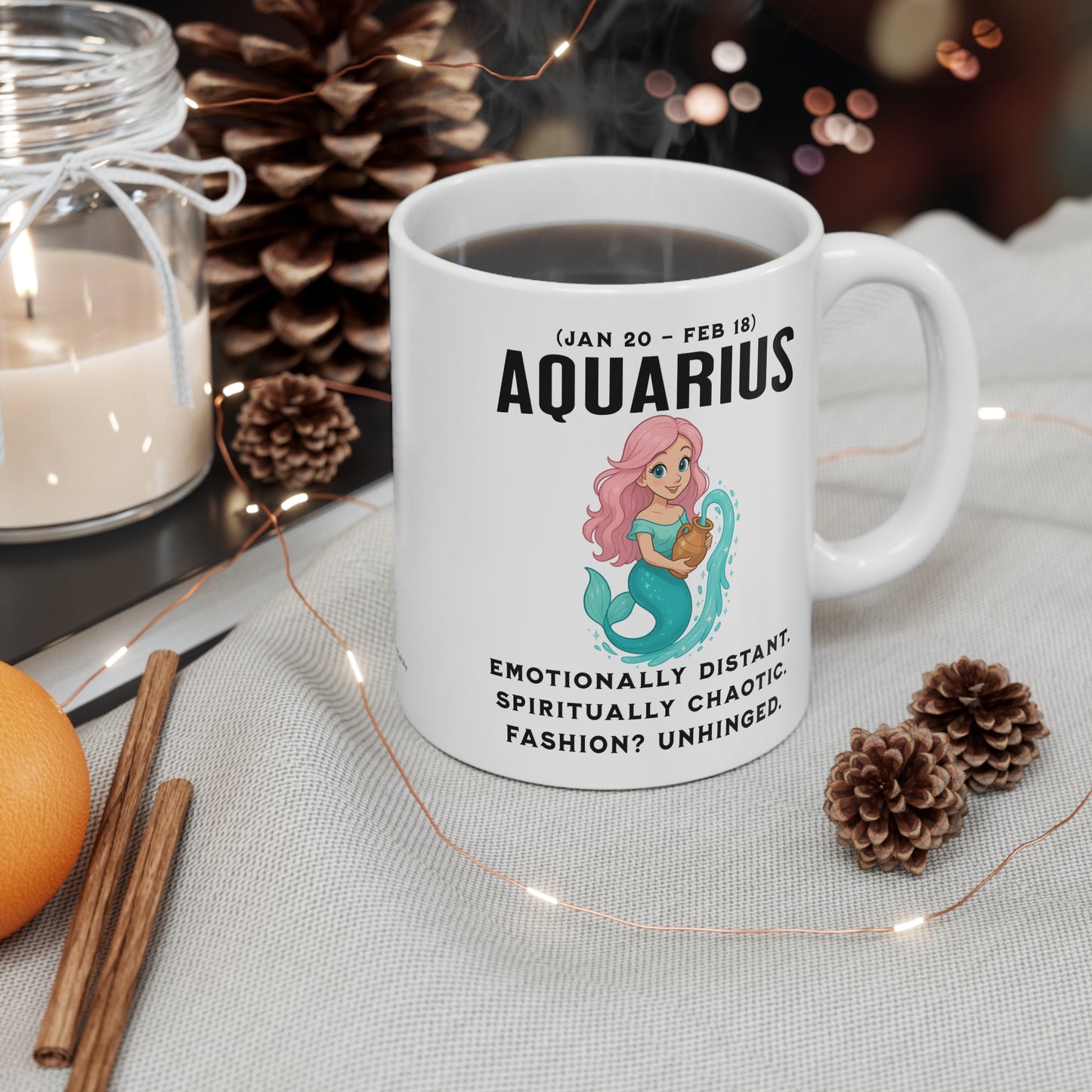 Aquarius Mug — Cute Mermaid Zodiac Coffee Cup