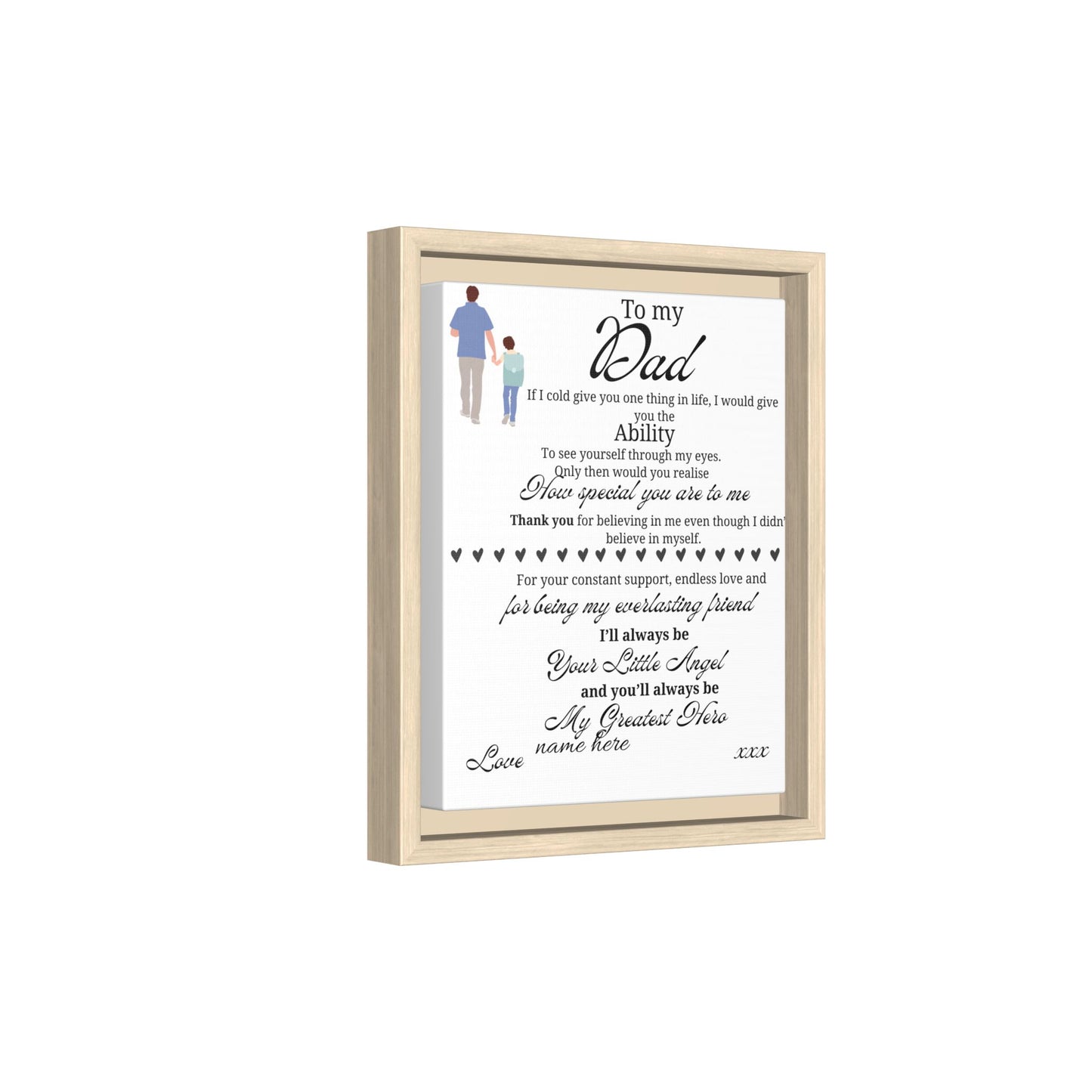 Framed Canvas Print — "To My Dad" Sentimental Poem, Personalized Gift