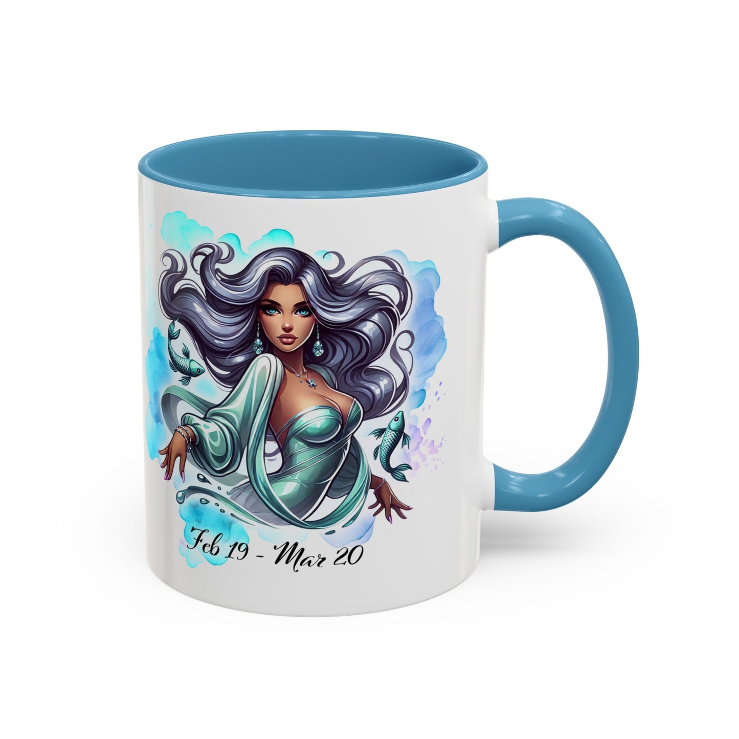 Pisces Zodiac Coffee Mug — Watercolor Mermaid Horoscope Accent Mug (Feb 19–Mar 20)