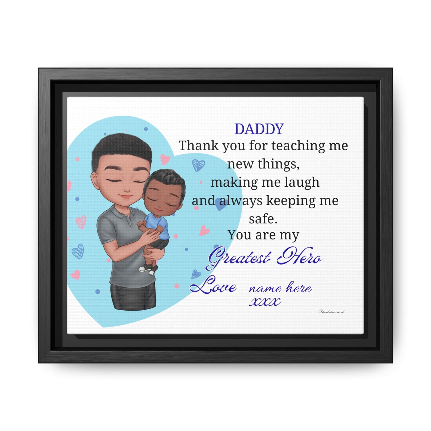 Personalized "Daddy — You Are My Greatest Hero" Framed Canvas Print