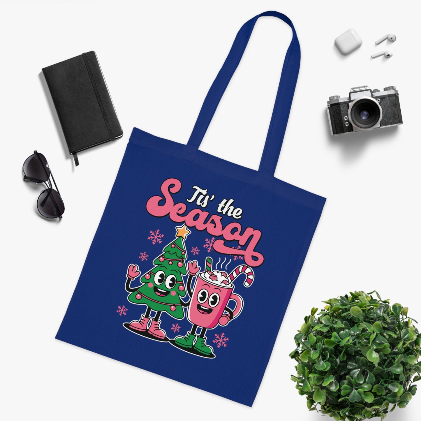 'Tis the Season Christmas Tree & Hot Cocoa Cute Holiday Cotton Tote