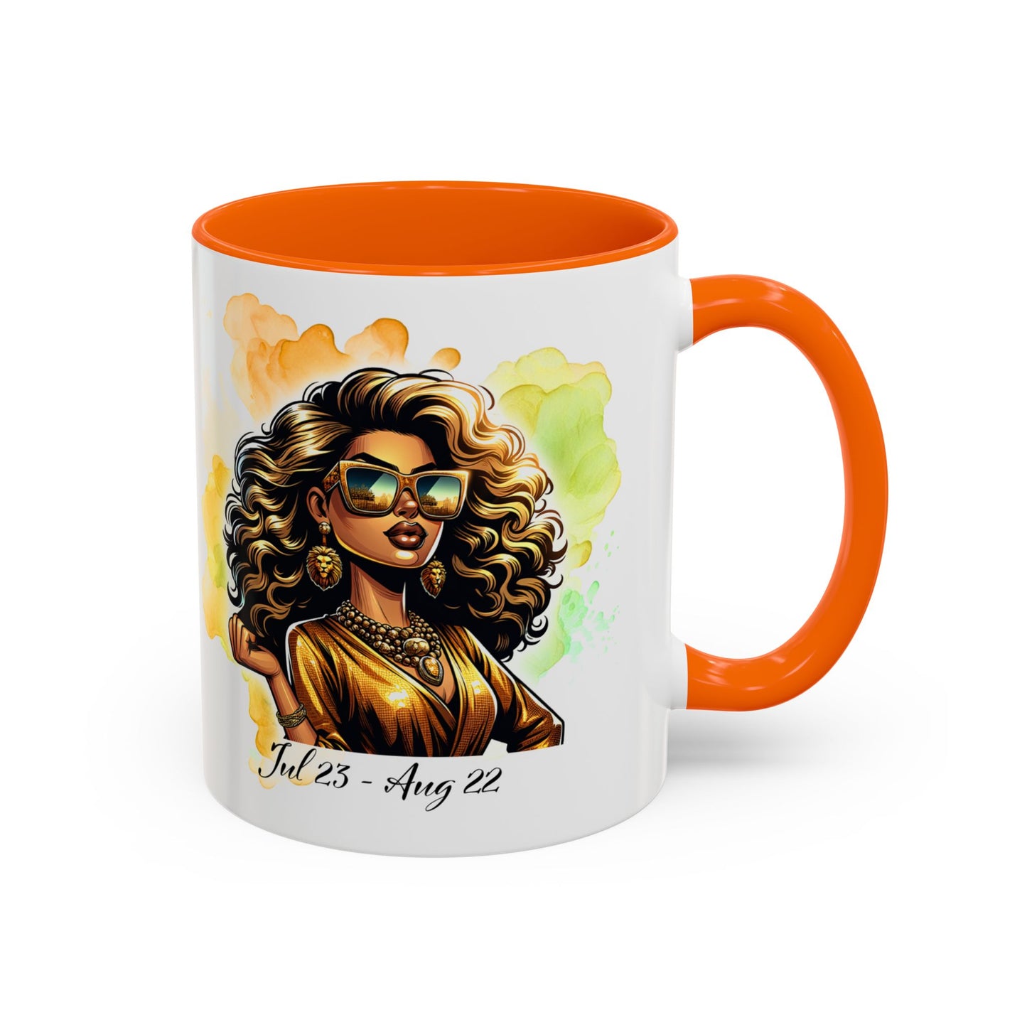Leo Zodiac Coffee Mug — "I Am the Sun" Afro Woman Design (July 23–Aug 22)