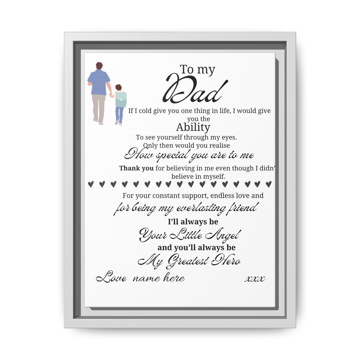 Framed Canvas Print — "To My Dad" Sentimental Poem, Personalized Gift