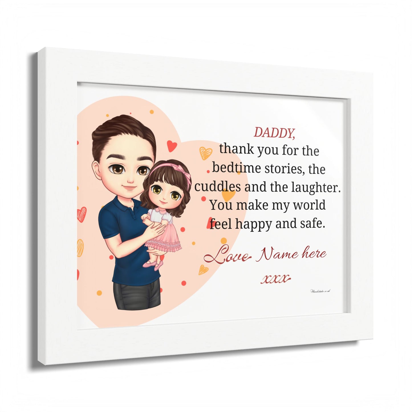Personalized "Daddy" Framed Poster — Thank You For The Bedtime Stories (Custom Name)