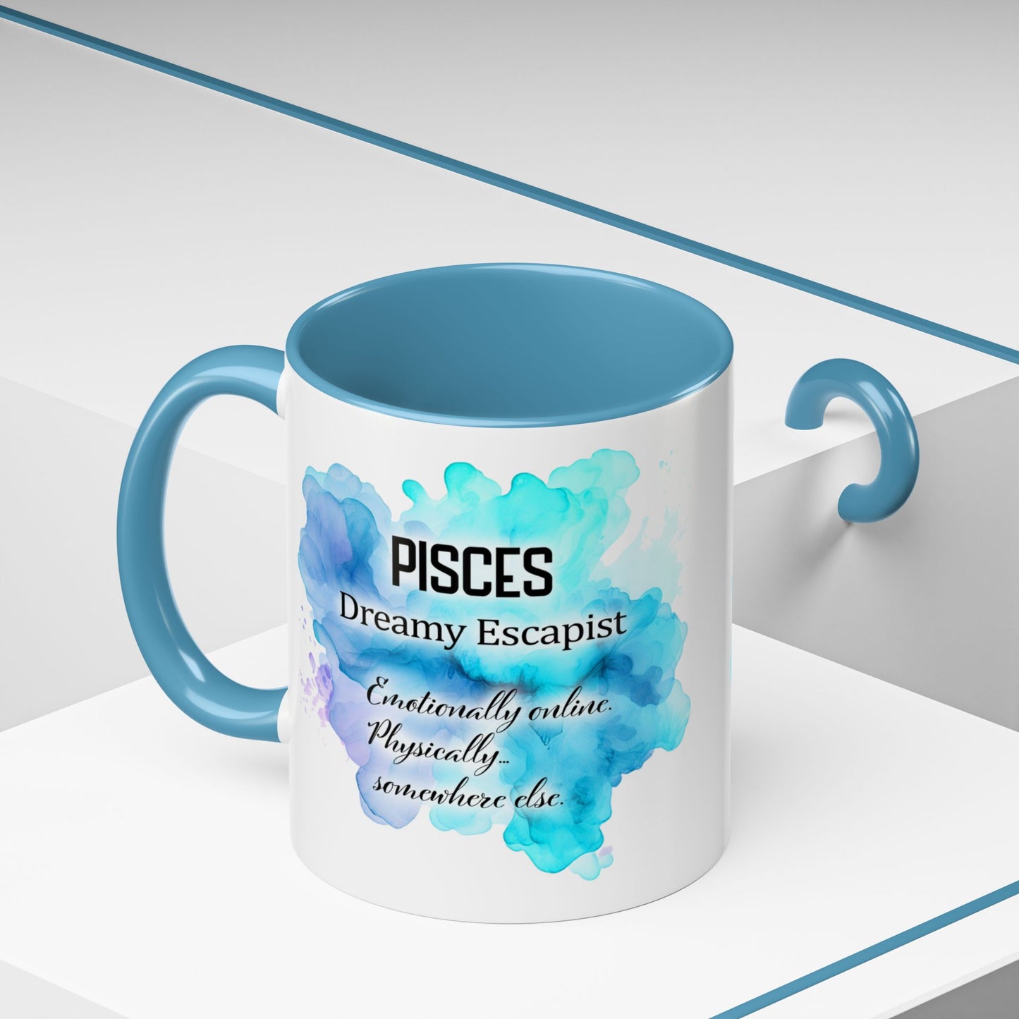 Pisces Zodiac Coffee Mug — Watercolor Mermaid Horoscope Accent Mug (Feb 19–Mar 20)