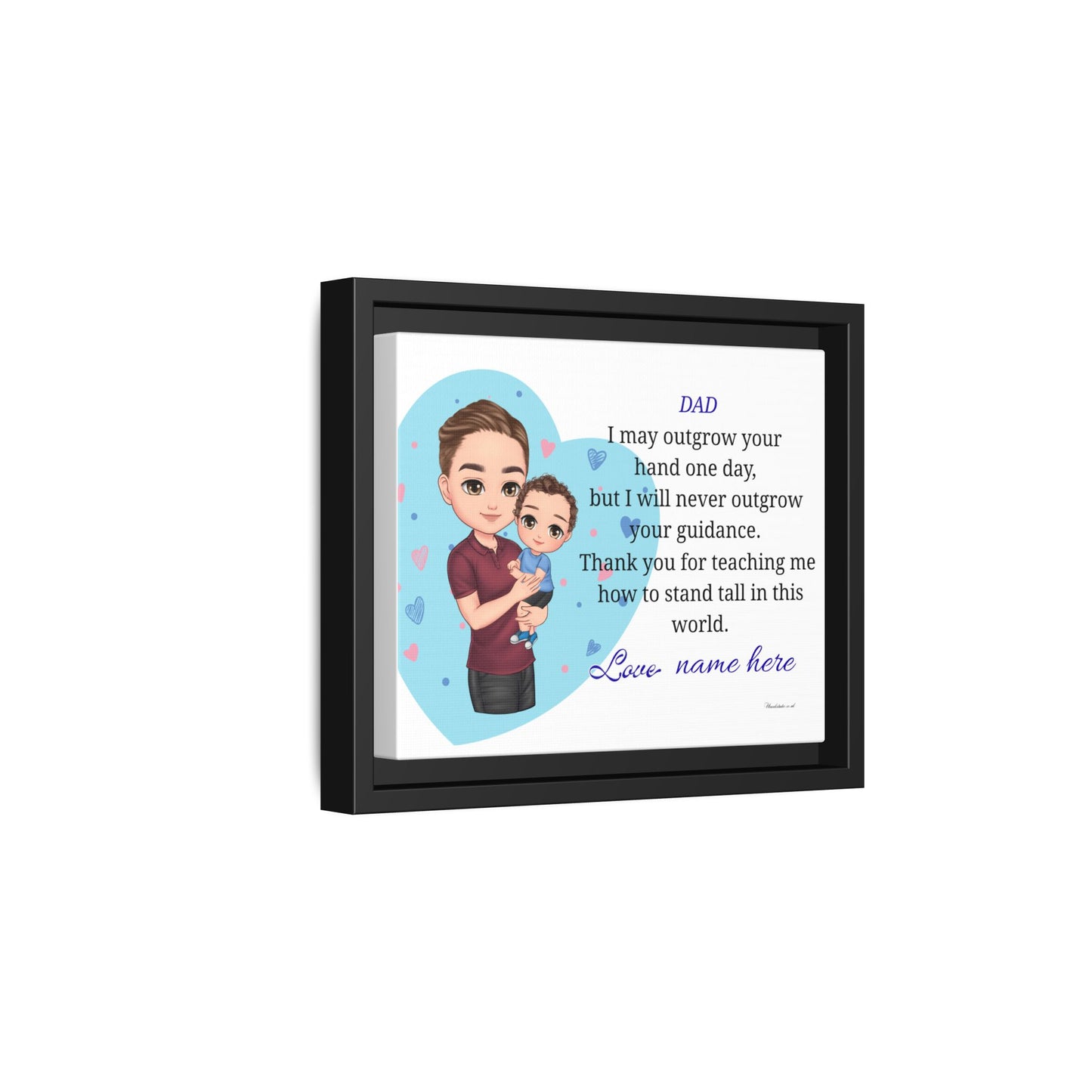 Personalized Father and Child Framed Canvas – "Dad, I May Outgrow Your Hand" Keepsake