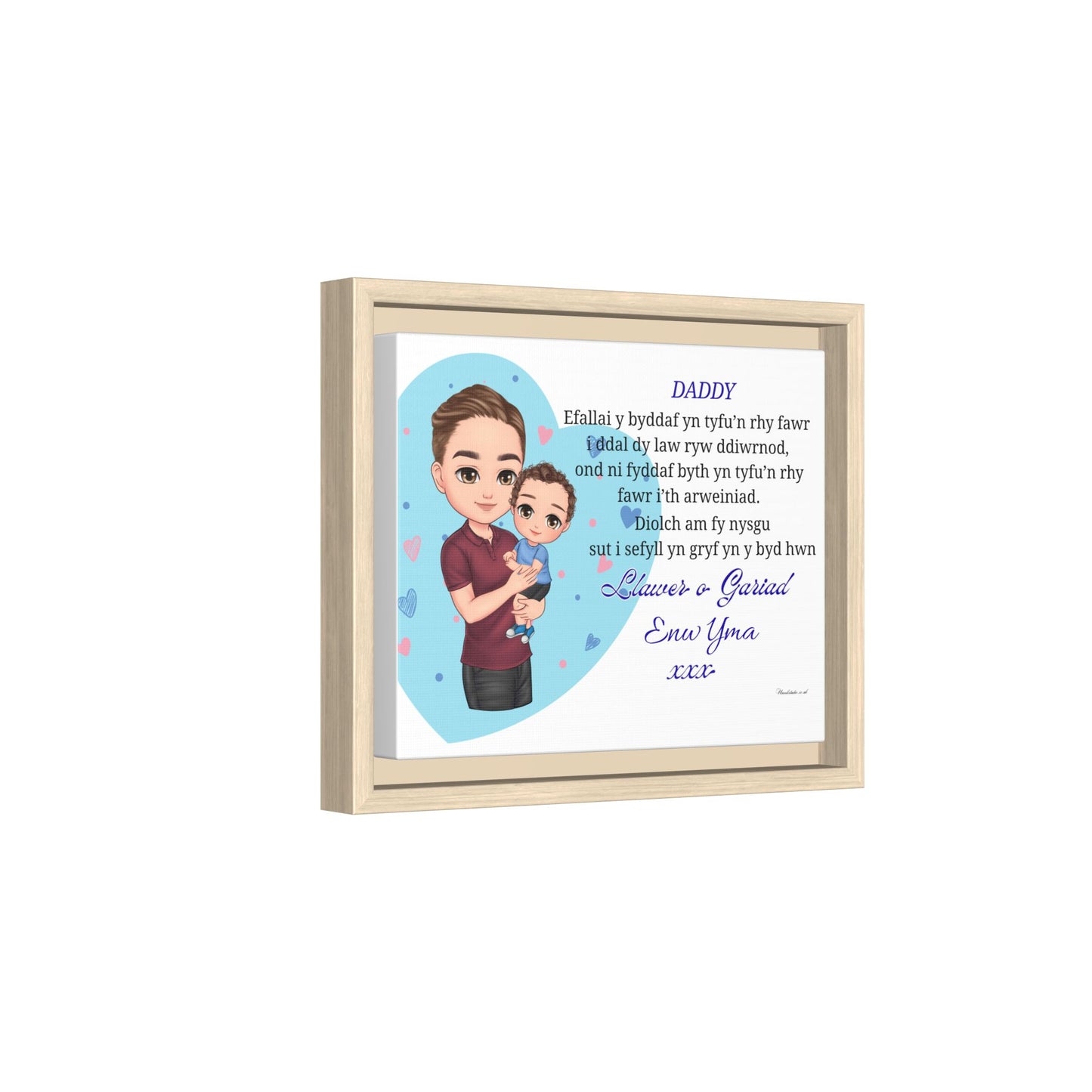 Personalised Welsh Father’s Day Canvas | Daddy Gift From Child | Custom Welsh Wall Art for Dad