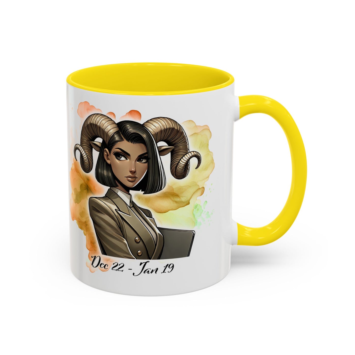 Aries Zodiac Coffee Mug — 'Dec 22 - Jan 19' Ram Girl Accent Mug
