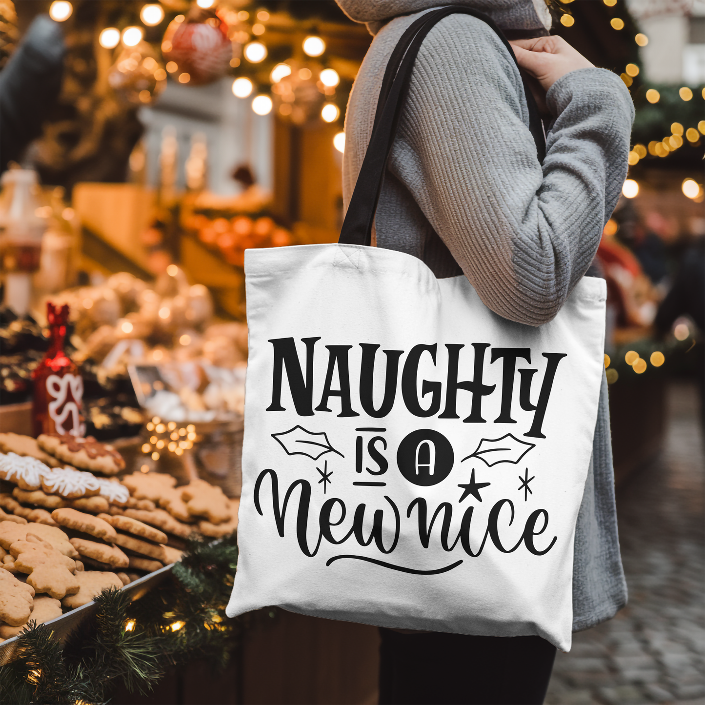 Naughty Is A New Nice Cotton Tote — Funny Holiday Gift Bag
