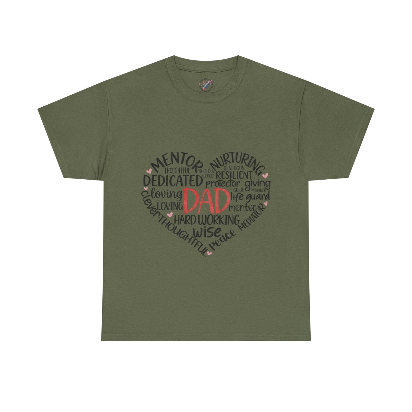 Dad Word Cloud Heart T-Shirt — Father’s Day Gift, Loving & Dedicated Dad Tee