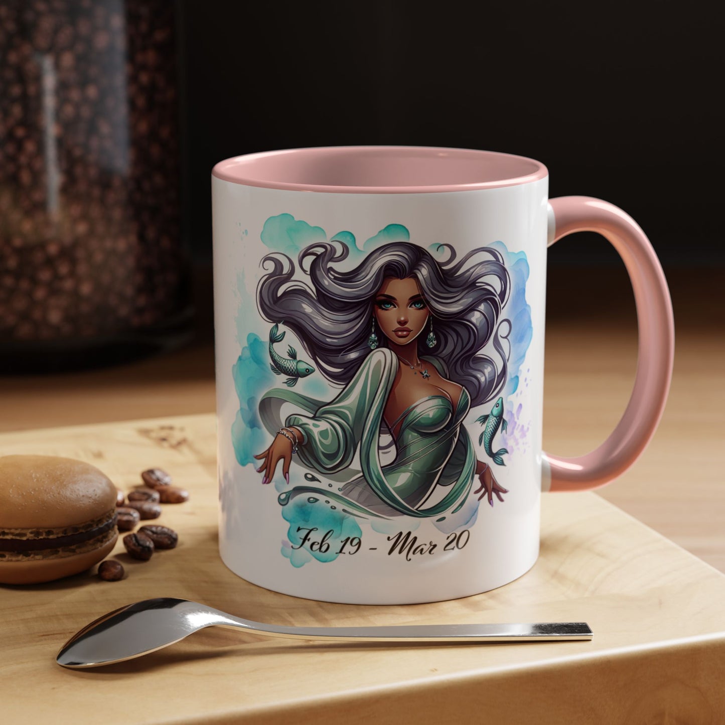 Pisces Zodiac Coffee Mug — Watercolor Mermaid Horoscope Accent Mug (Feb 19–Mar 20)