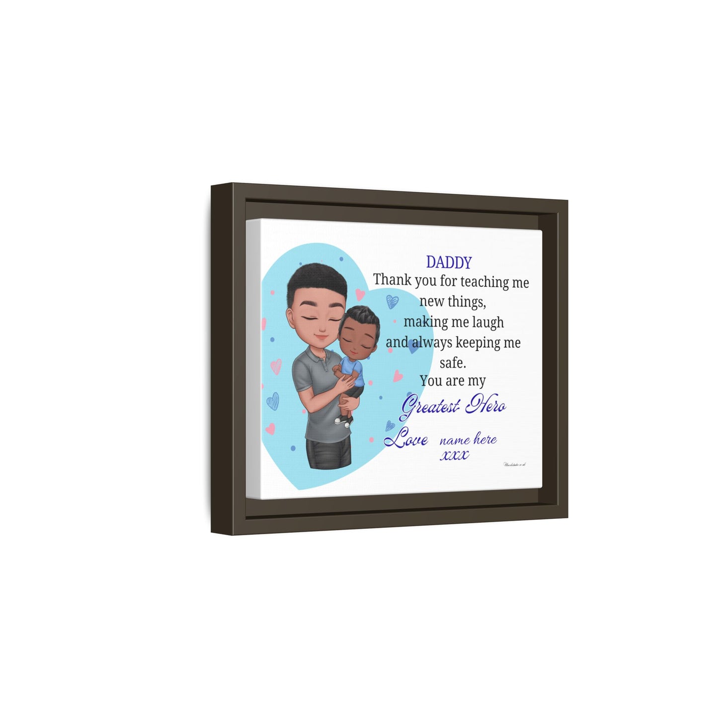 Personalized "Daddy — You Are My Greatest Hero" Framed Canvas Print