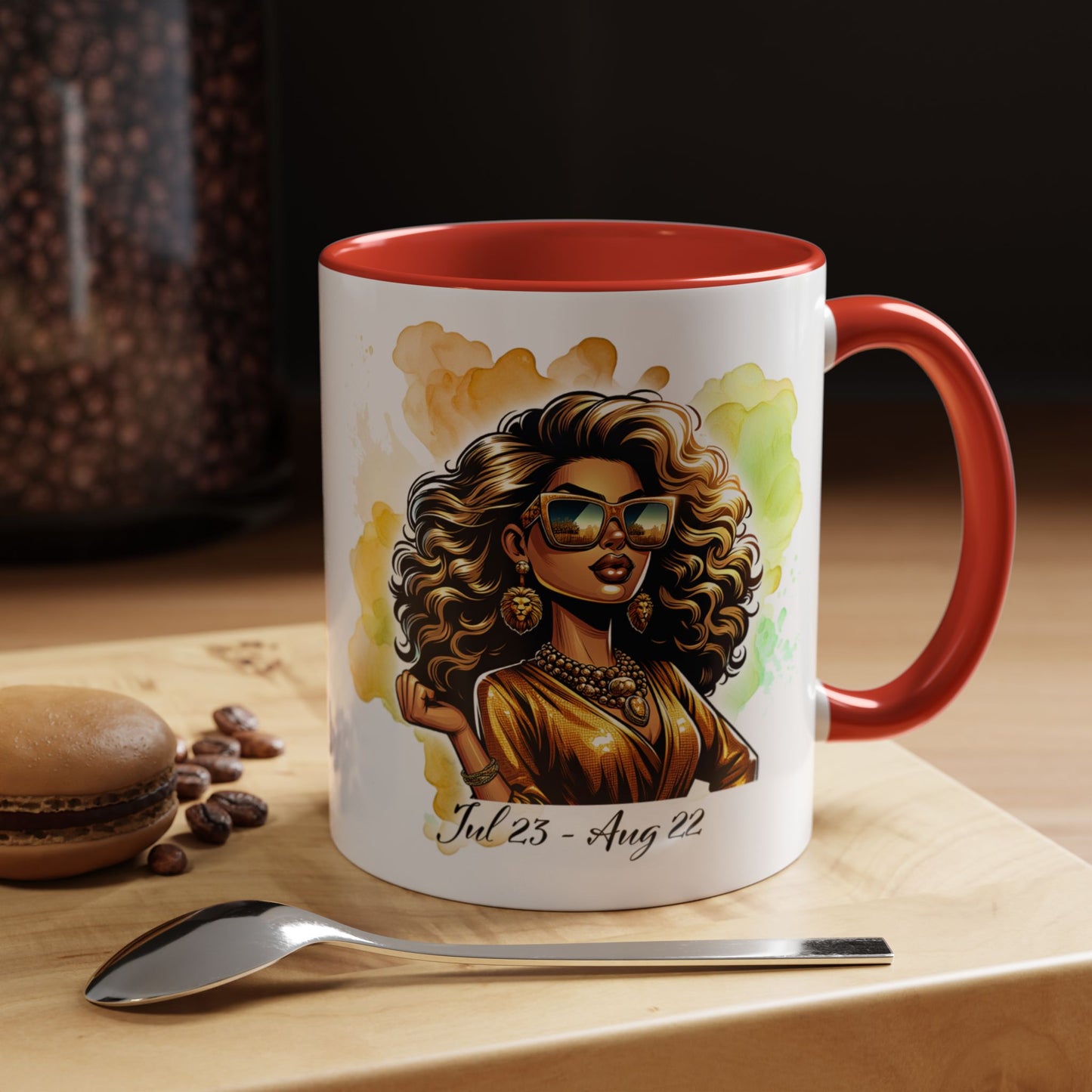 Leo Zodiac Coffee Mug — "I Am the Sun" Afro Woman Design (July 23–Aug 22)