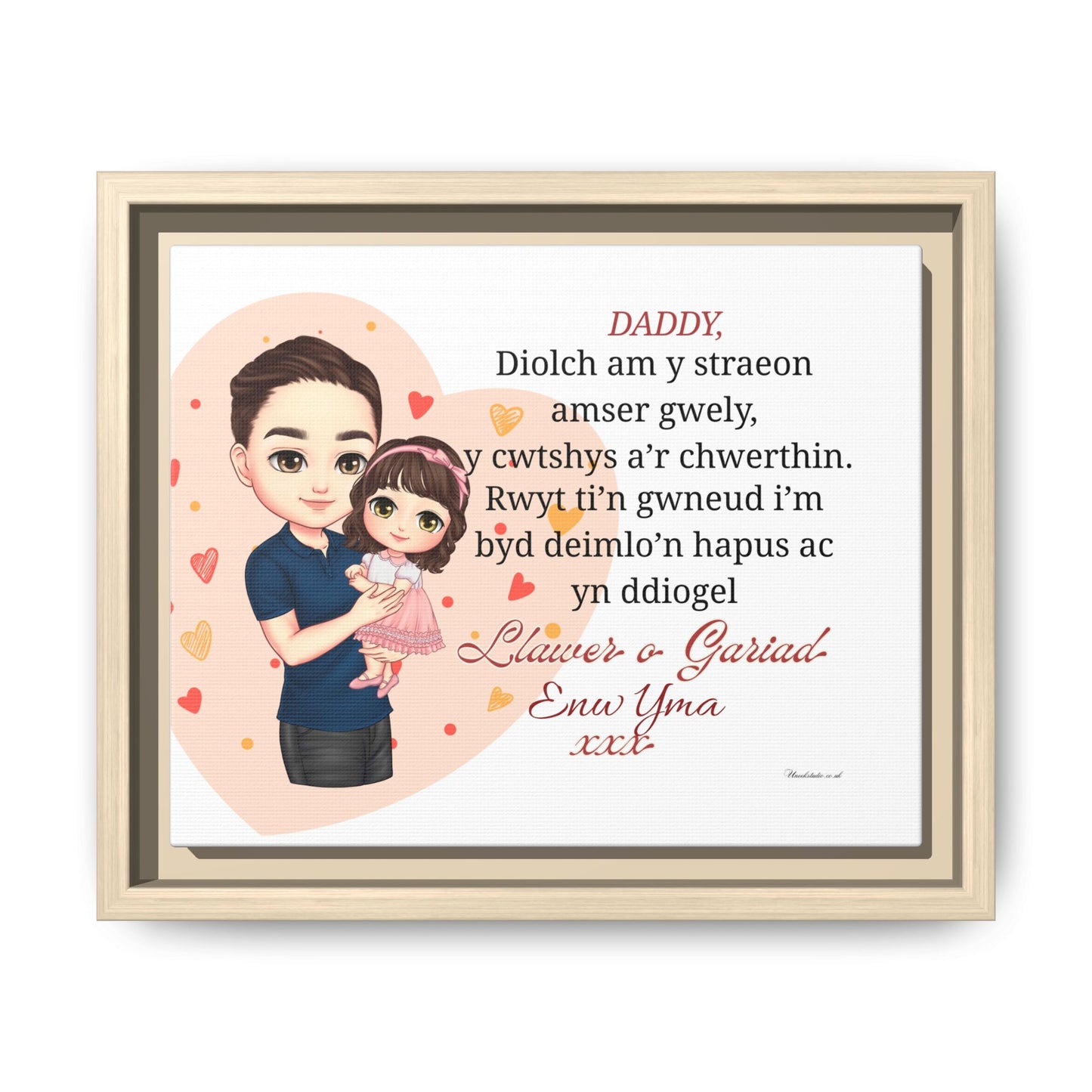 Personalised Welsh Father’s Day Canvas | Daddy Gift From Child | Custom Welsh Wall Art for Dad
