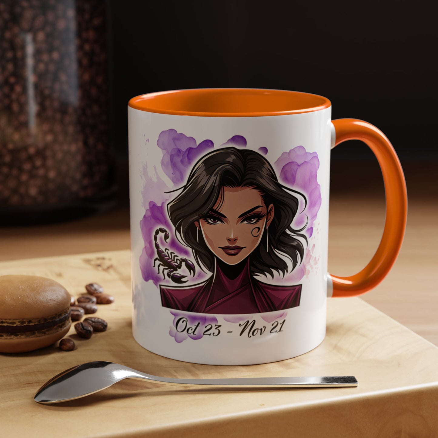 Scorpio Accent Coffee Mug — Zodiac Scorpio Girl Design (Oct 23–Nov 21)