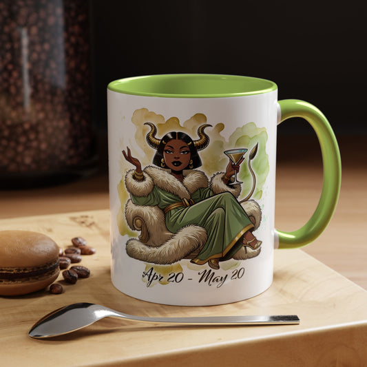 Taurus Coffee Mug — Zodiac Horoscope Mug with 'Apr 20 - May 20' Illustration