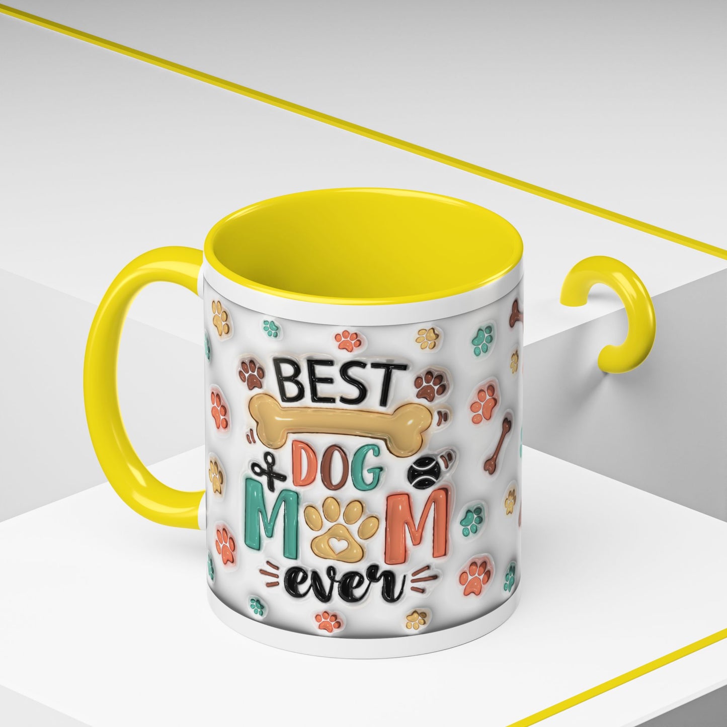 Personalized Puppy Photo Coffee Mug — Cute Paw Print Accent Mug (Custom Name)
