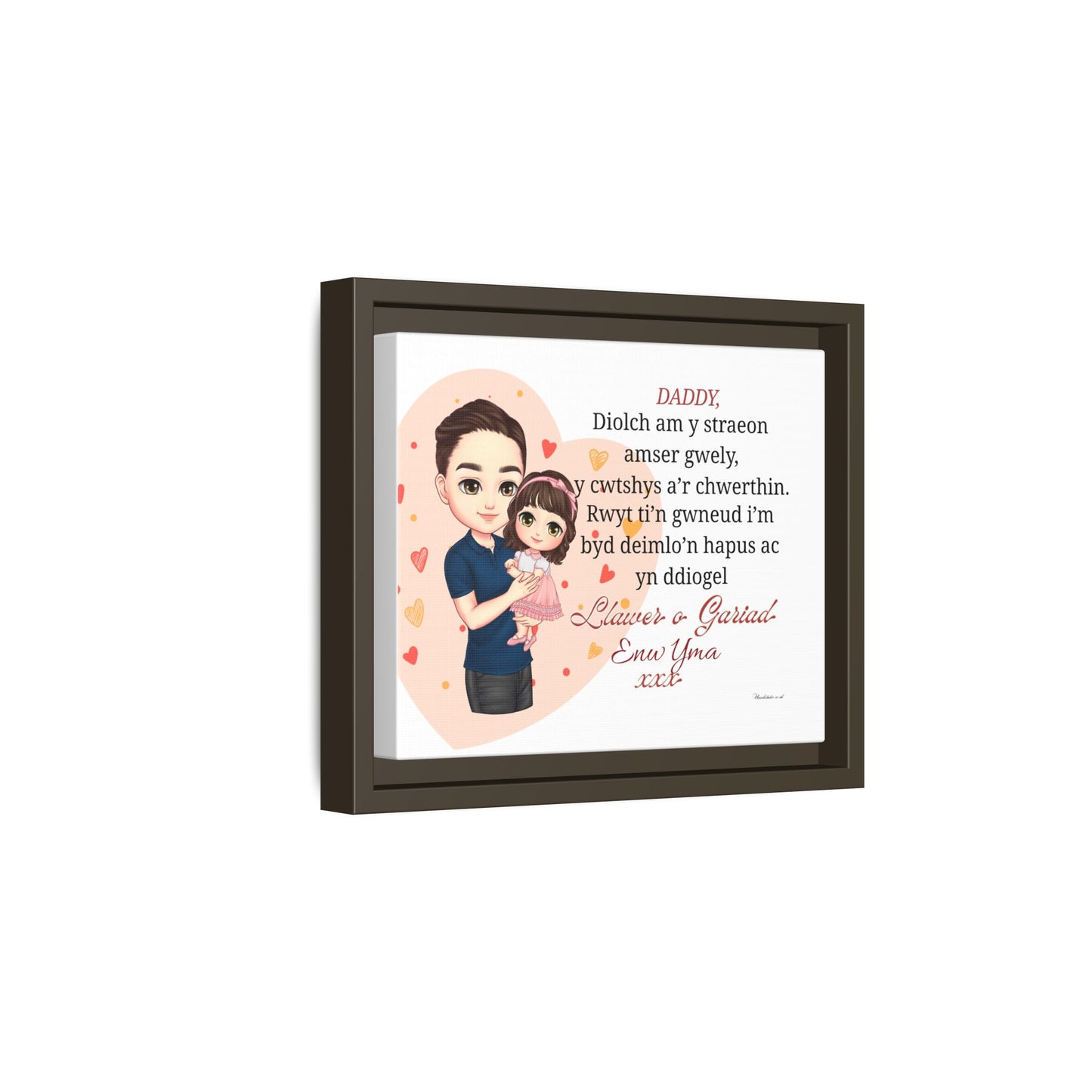 Personalised Welsh Father’s Day Canvas | Daddy Gift From Child | Custom Welsh Wall Art for Dad
