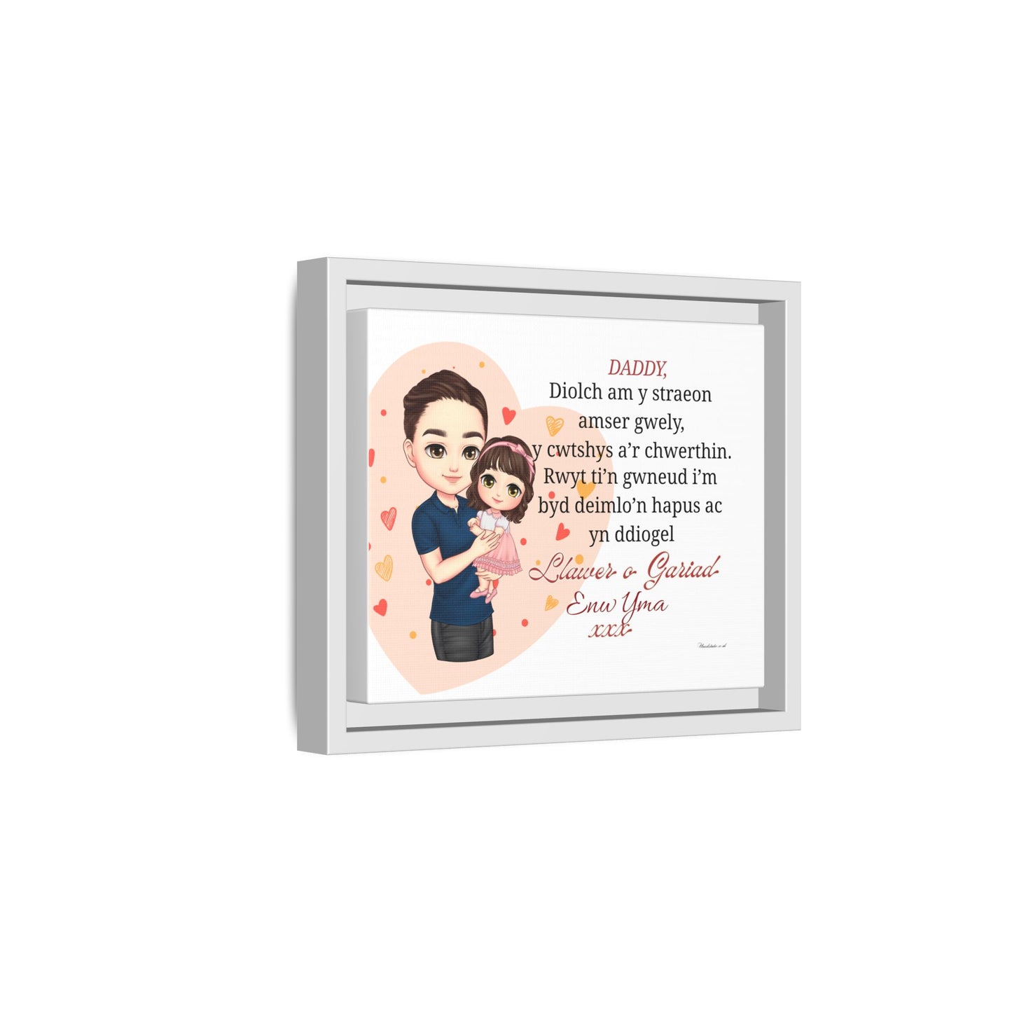 Personalised Welsh Father’s Day Canvas | Daddy Gift From Child | Custom Welsh Wall Art for Dad
