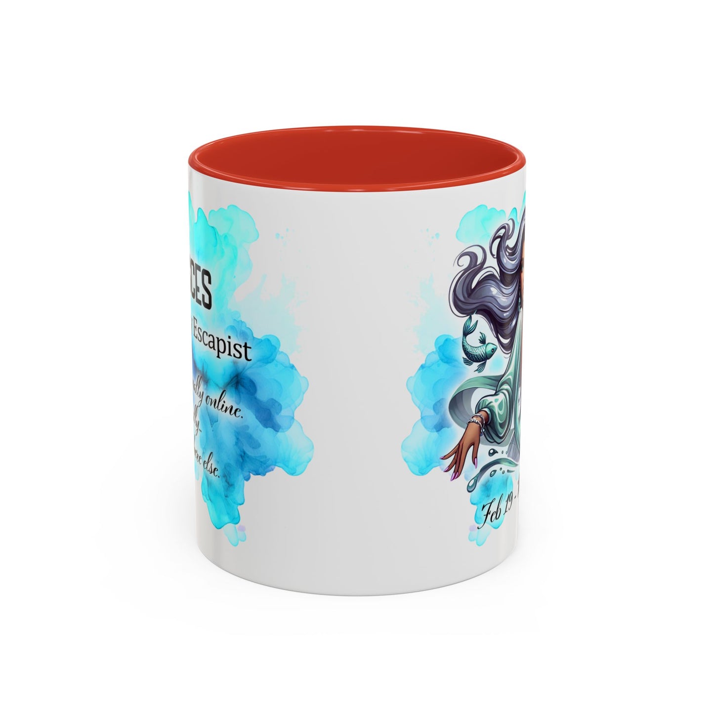 Pisces Zodiac Coffee Mug — Watercolor Mermaid Horoscope Accent Mug (Feb 19–Mar 20)