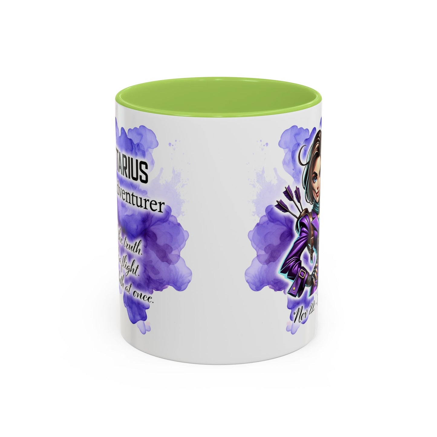 Sagittarius Zodiac Coffee Mug — Archer Girl Illustration, Nov 22–Dec 21