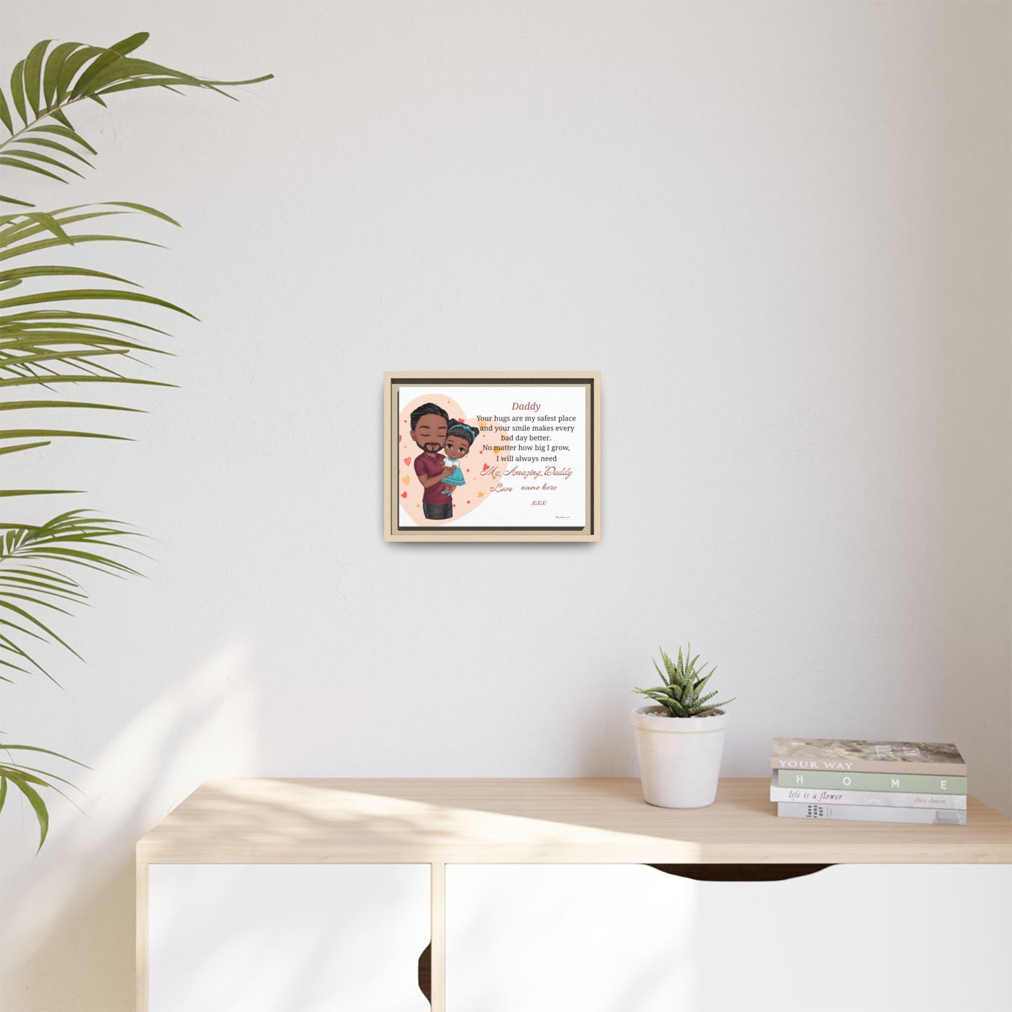 Personalized Daddy Framed Canvas — "Your hugs are my safest place"
