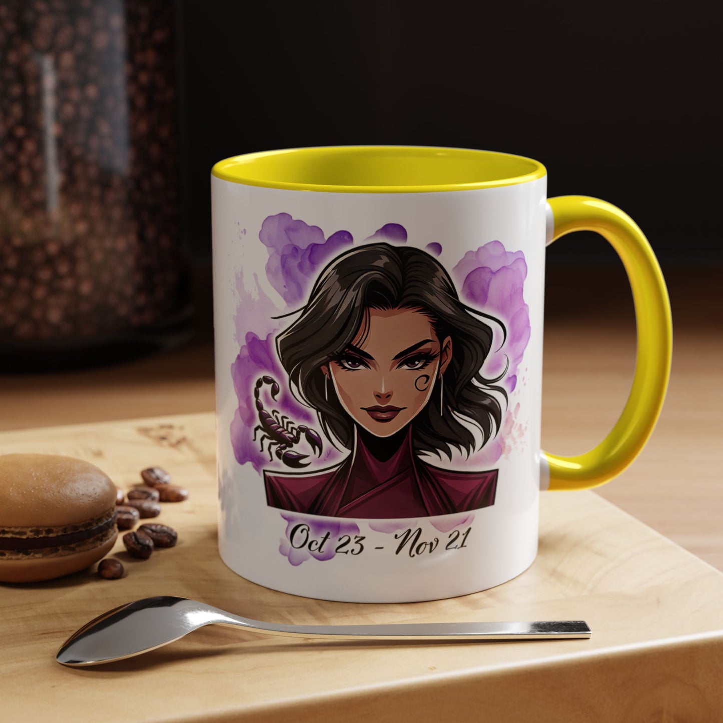 Scorpio Accent Coffee Mug — Zodiac Scorpio Girl Design (Oct 23–Nov 21)