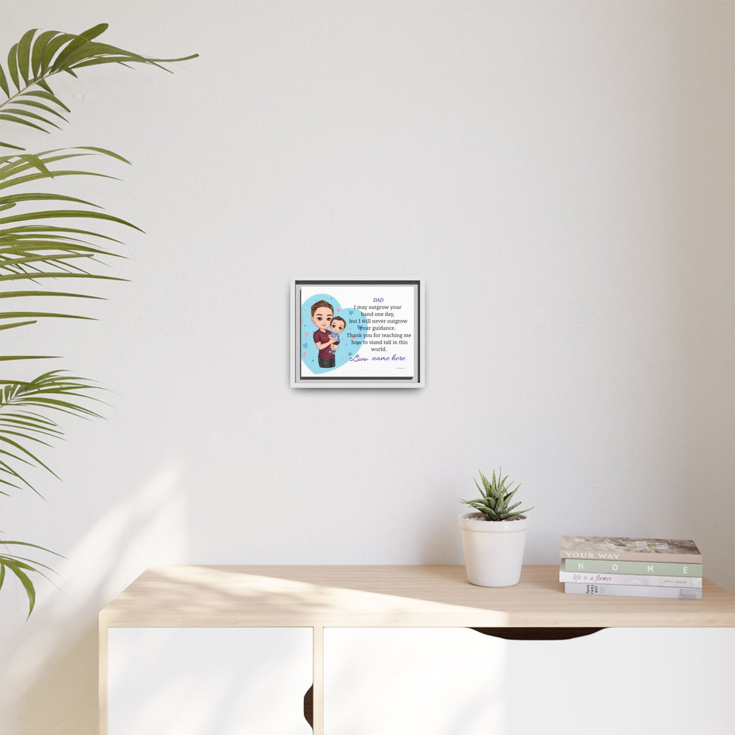 Personalized Father and Child Framed Canvas – "Dad, I May Outgrow Your Hand" Keepsake